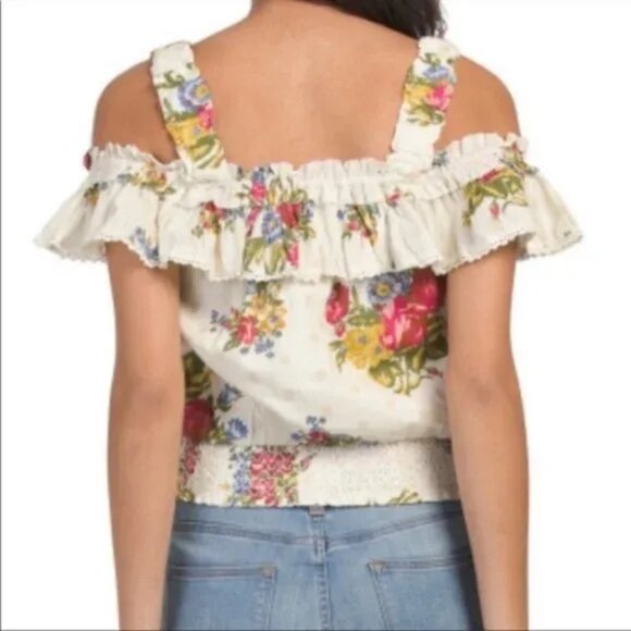 House Of Harlow 1960 Helena Ivory Floral Ruffle Top, Size Small - Picture 2 of 6